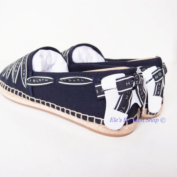 NIB Tory Burch Ribbon Woven Espadrille Flat NAVY US 7 7.5 8 8.5 9 AUTHENTTIC - Picture 13 of 16